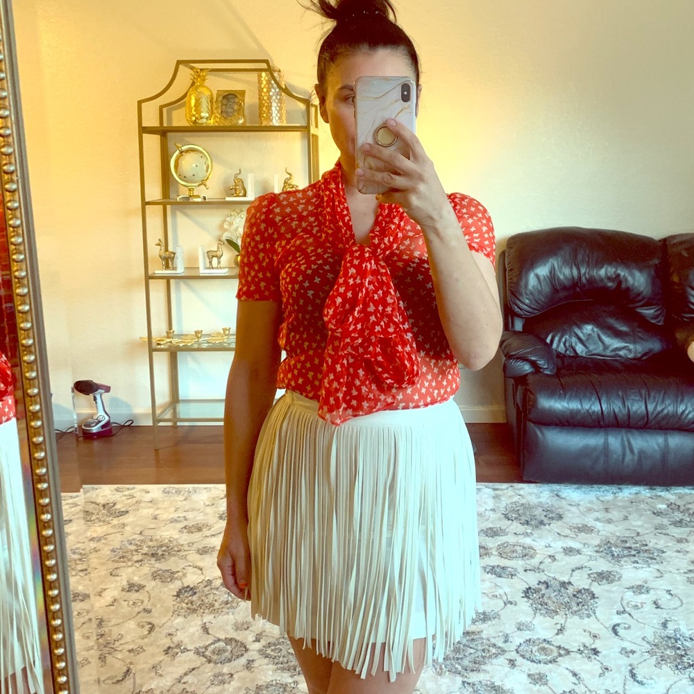 Zapa silk see through blouse with a bow